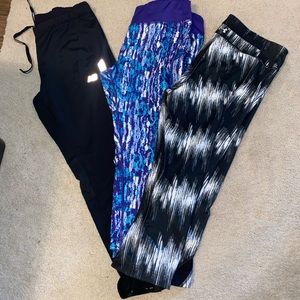 3 pair Exercise Leggings Sz Lg NB UA & SkirtSports